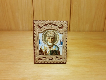 Икона резная Николай Чудотворец 5*6,5